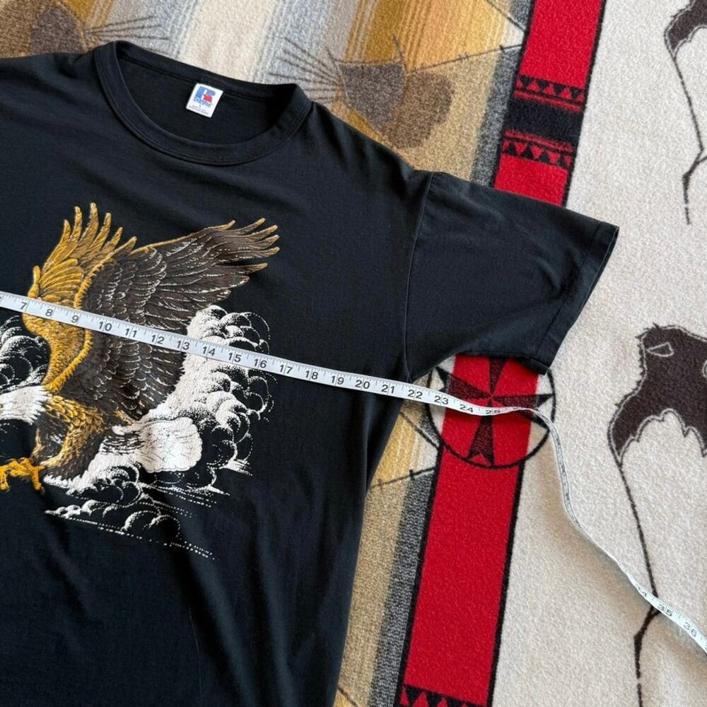 Vintage 90s Eagle Nature Outdoor T-Shirt Size Large Thin Russell Athletic USA - Picture 5 of 6